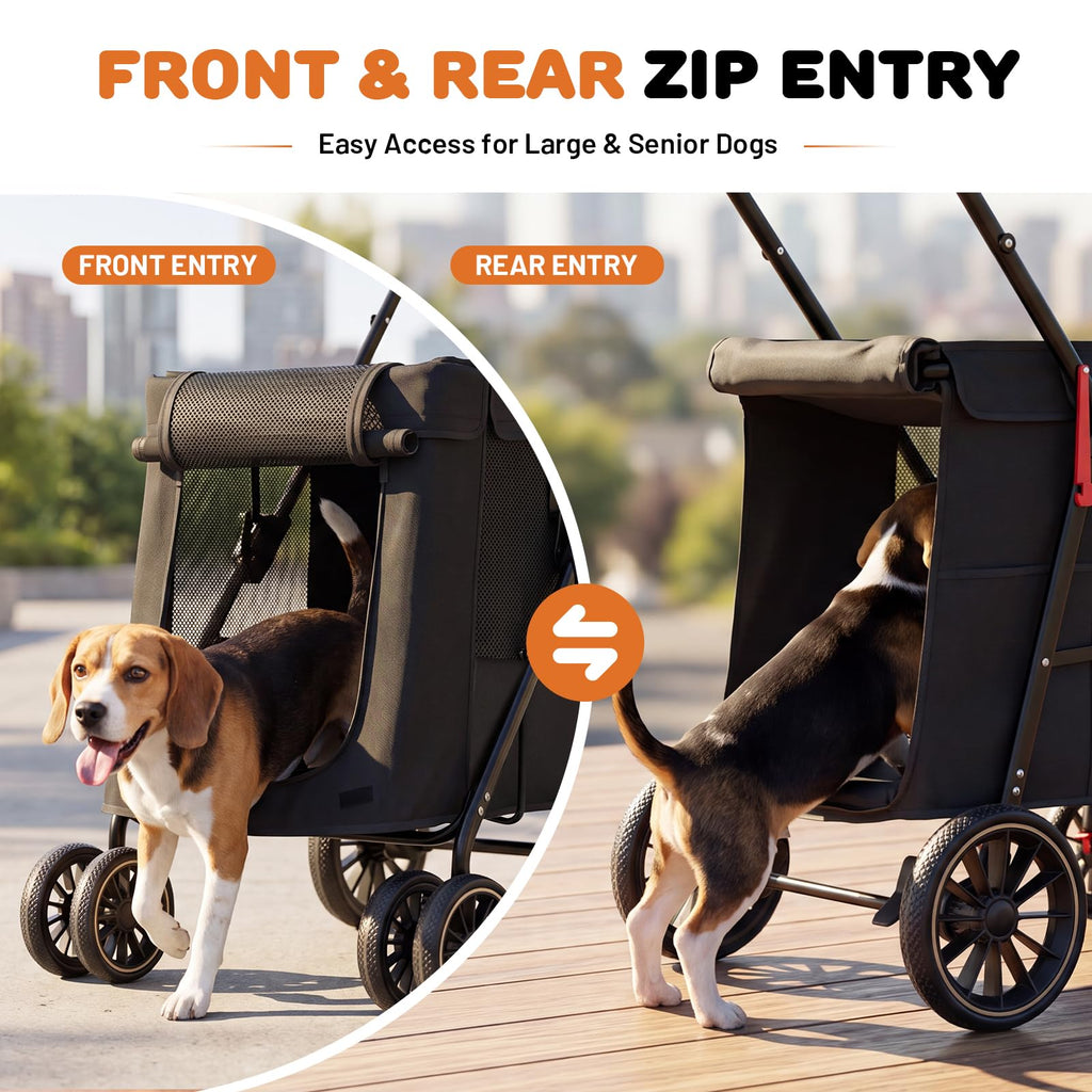 Foldable Pet Stroller up to 80 lbs with All-Terrain Wheels Z83070