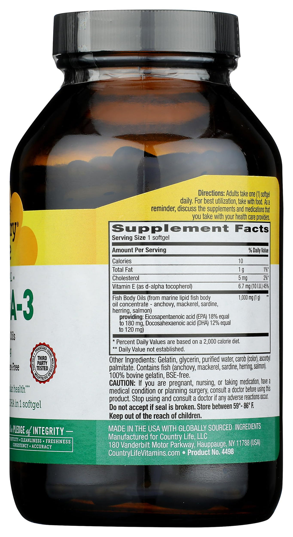 Omega-3 1000Mg Fish Oil 200-Softgel O975
