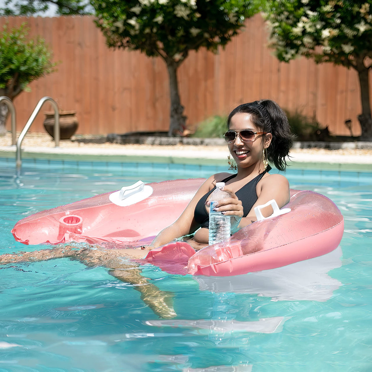 Inflatable Pool Chair Float 2 Pack with Drink & Phone Holder X34707