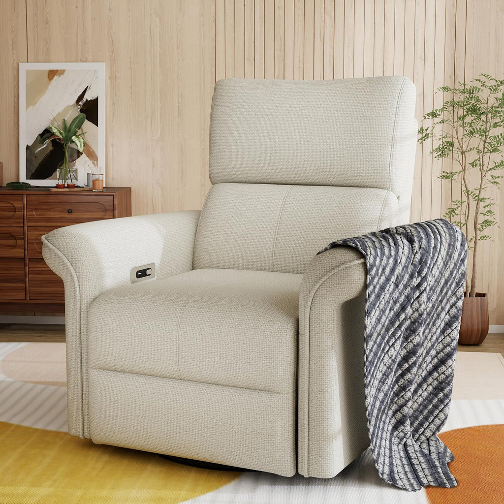 Fabric Light Gray Swivel Rocker Recliner Chair J971