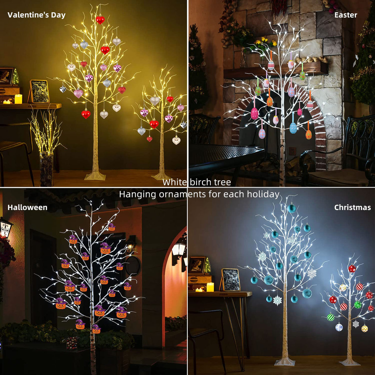 8ft 136LED Lighted Artificial Birch Tree with Timer P213