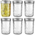 12oz Glass Mason Jars 6 Pack Airtight Lids S821