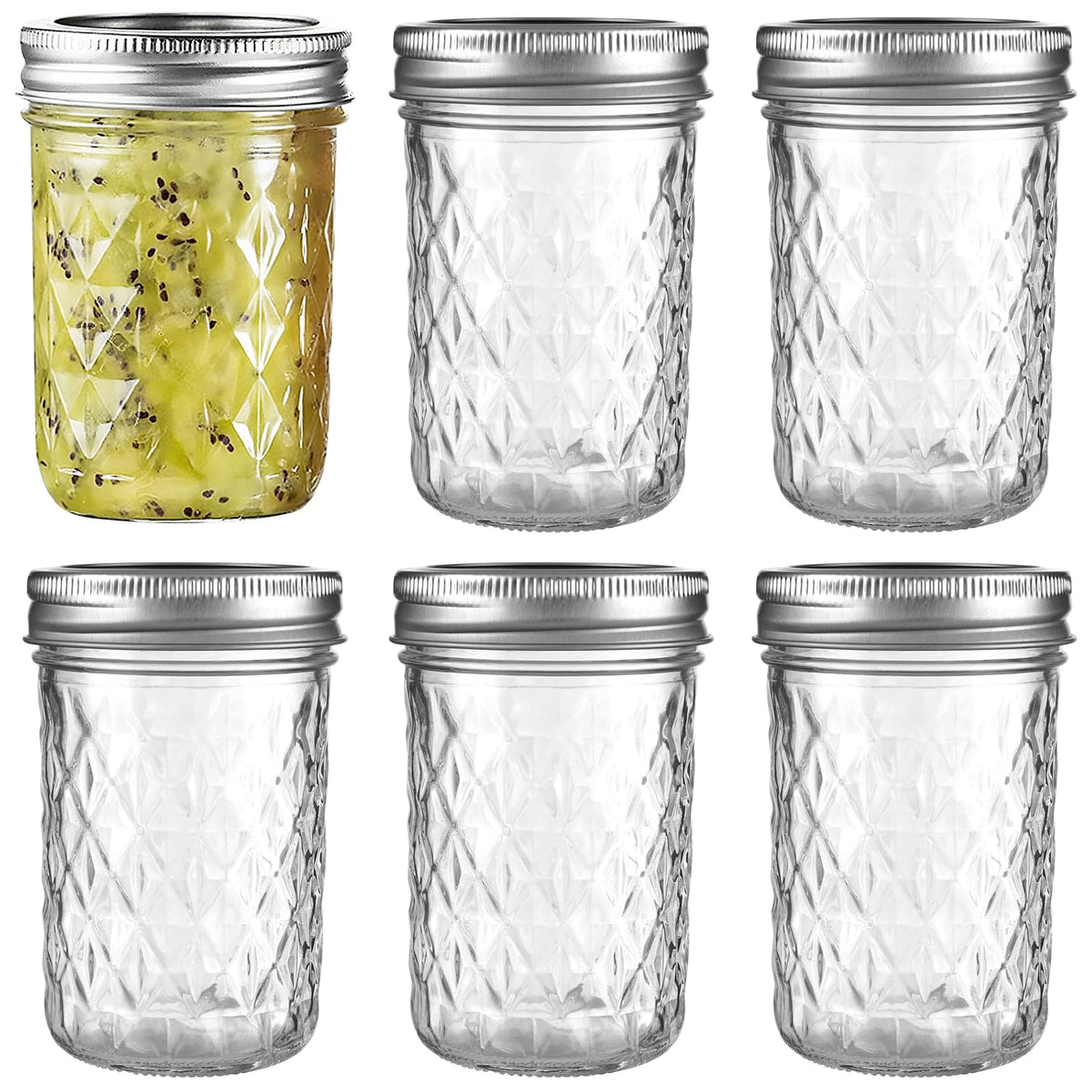 12oz Glass Mason Jars 6 Pack Airtight Lids S821
