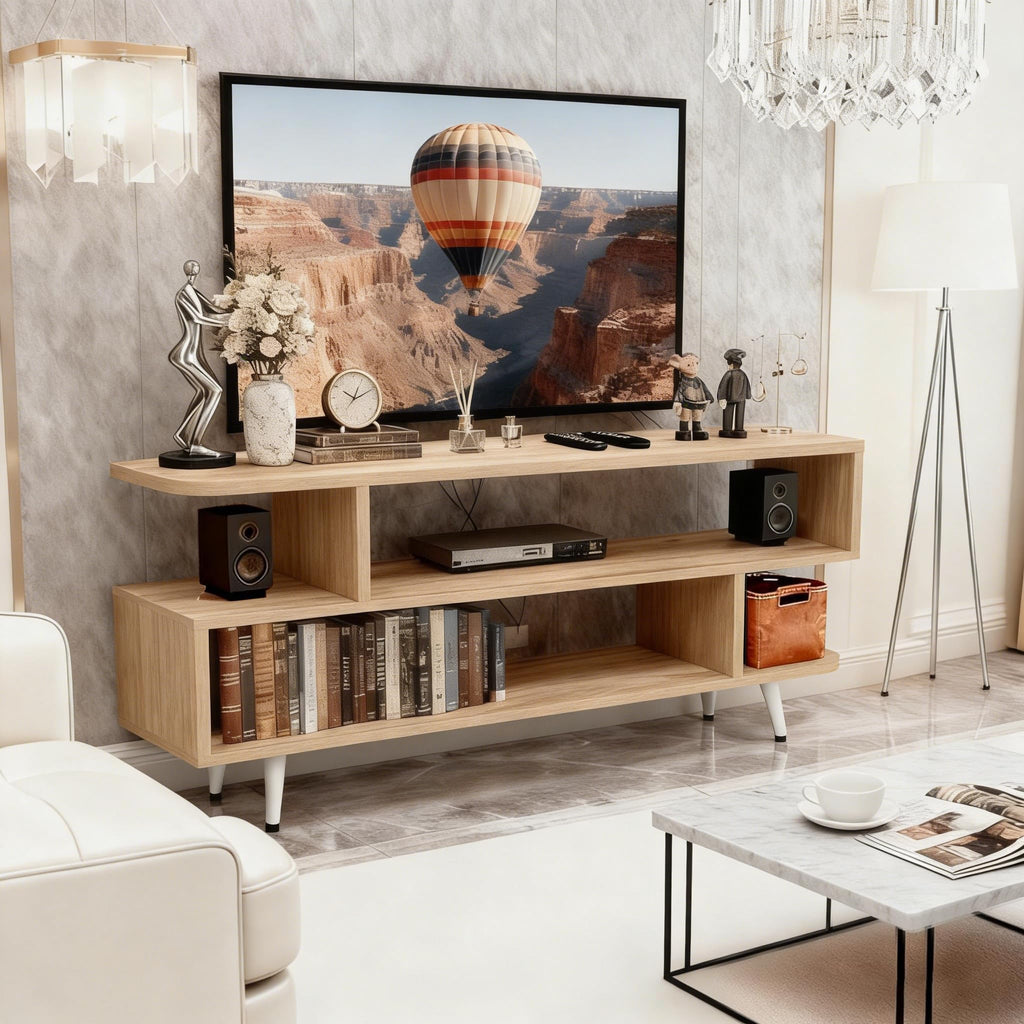TV Stand with 3 Open Storage Shelf Y861