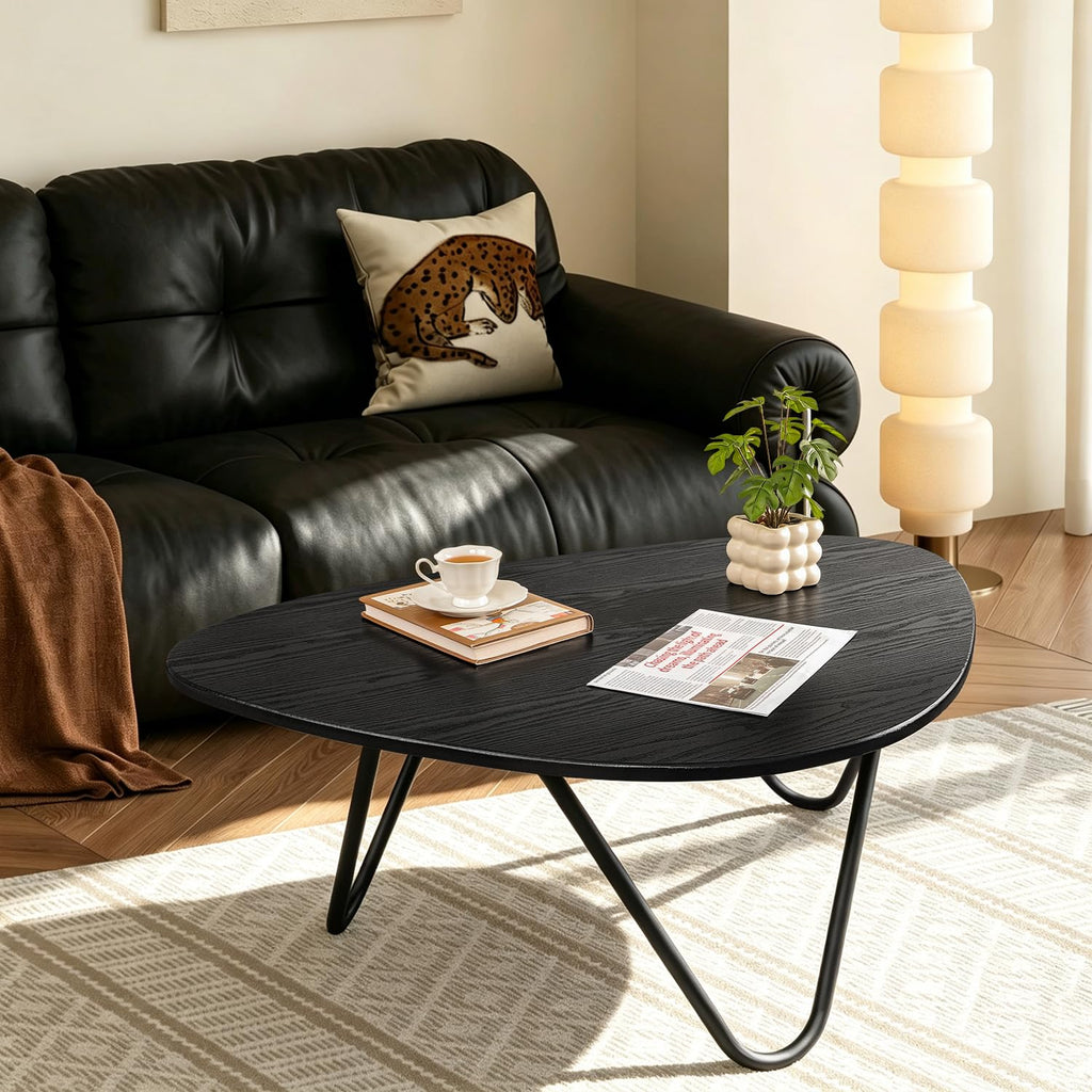 Black Wood Coffee Table with Metal Base K194548