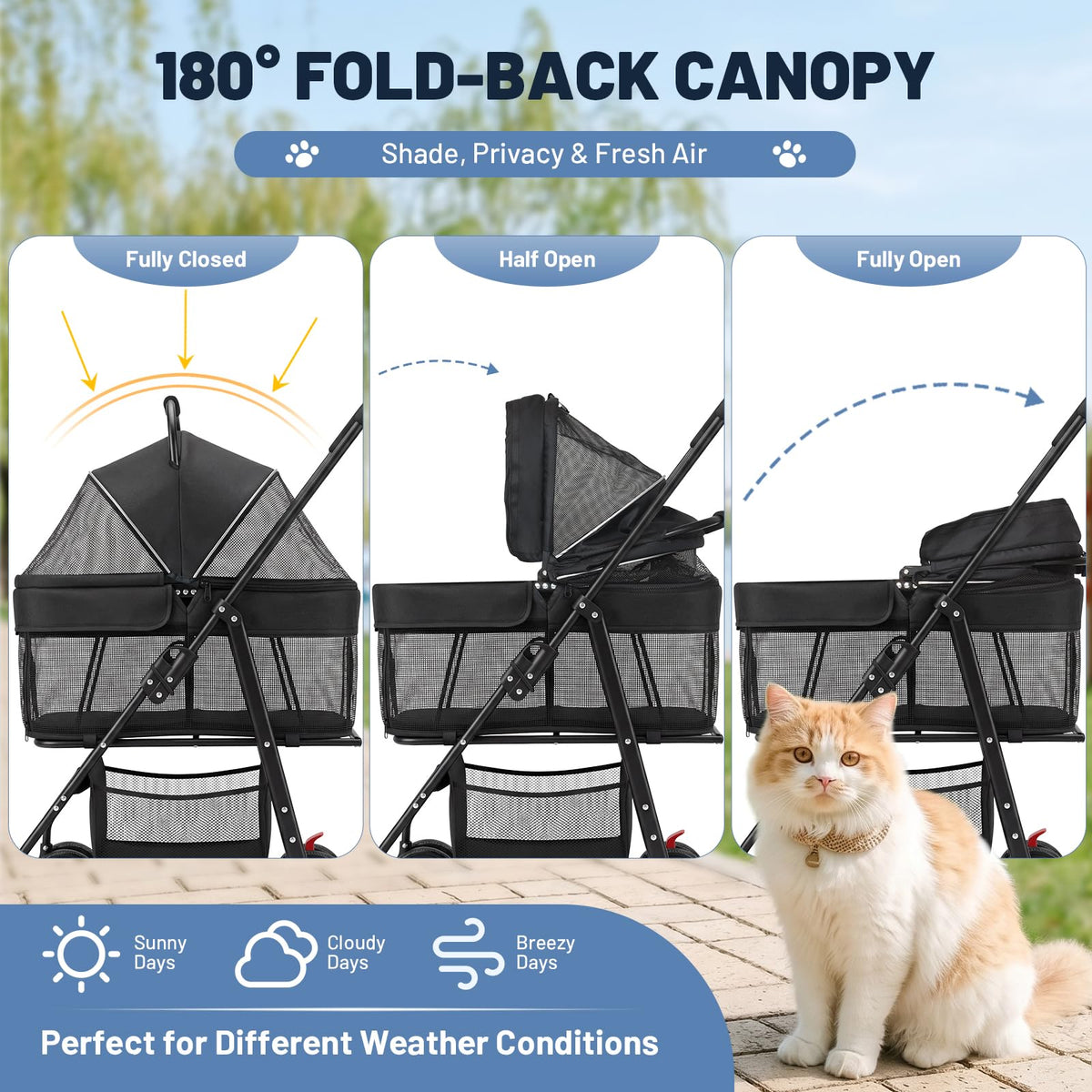 Foldable Pet Stroller with Detachable Carrier N303146