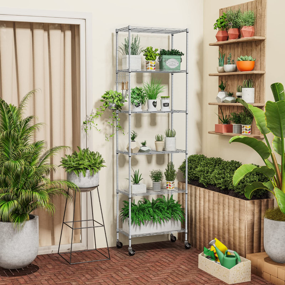6-Tier Wire Shelving Unit with Caster Wheels S34446