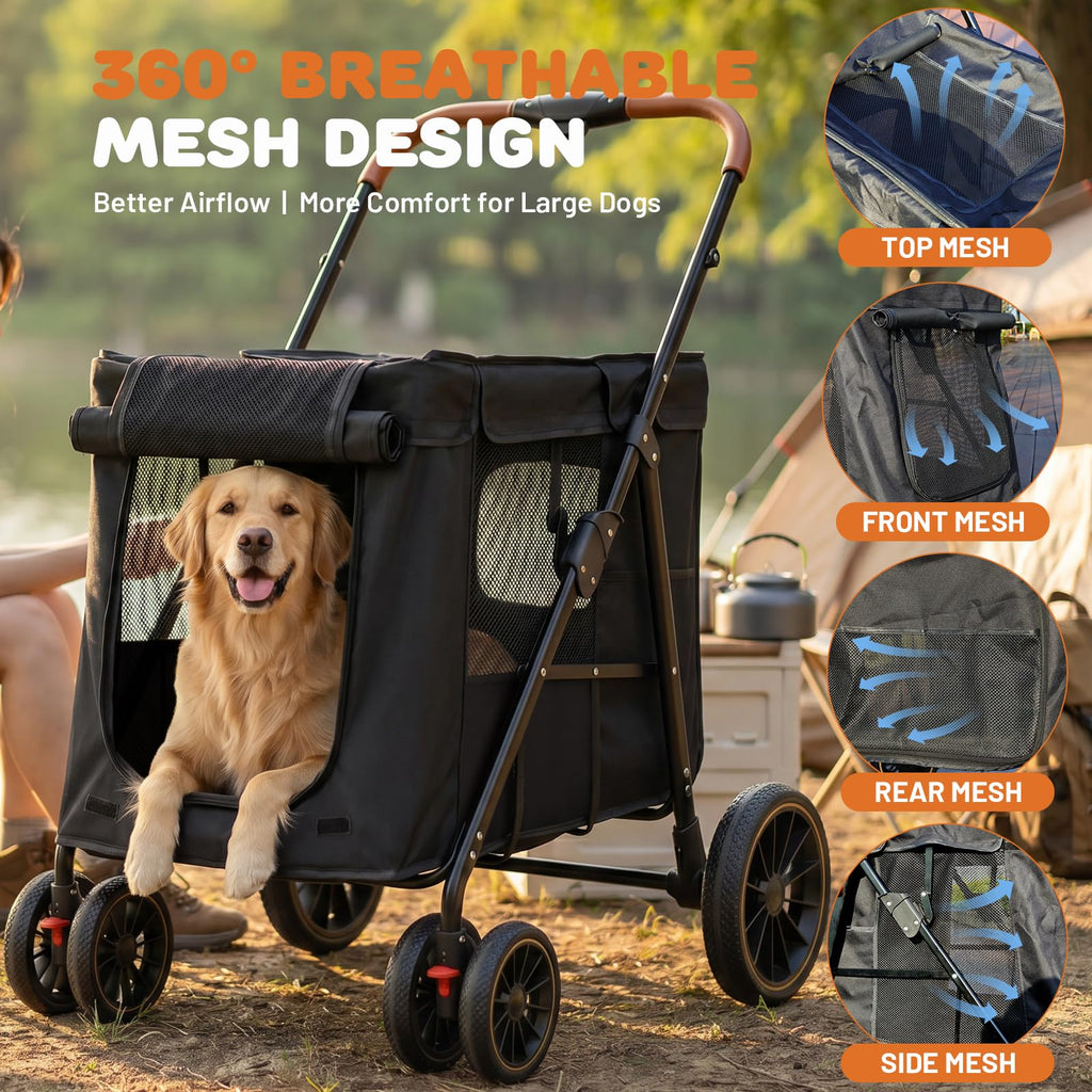 Foldable Pet Stroller up to 80 lbs with All-Terrain Wheels Z83070