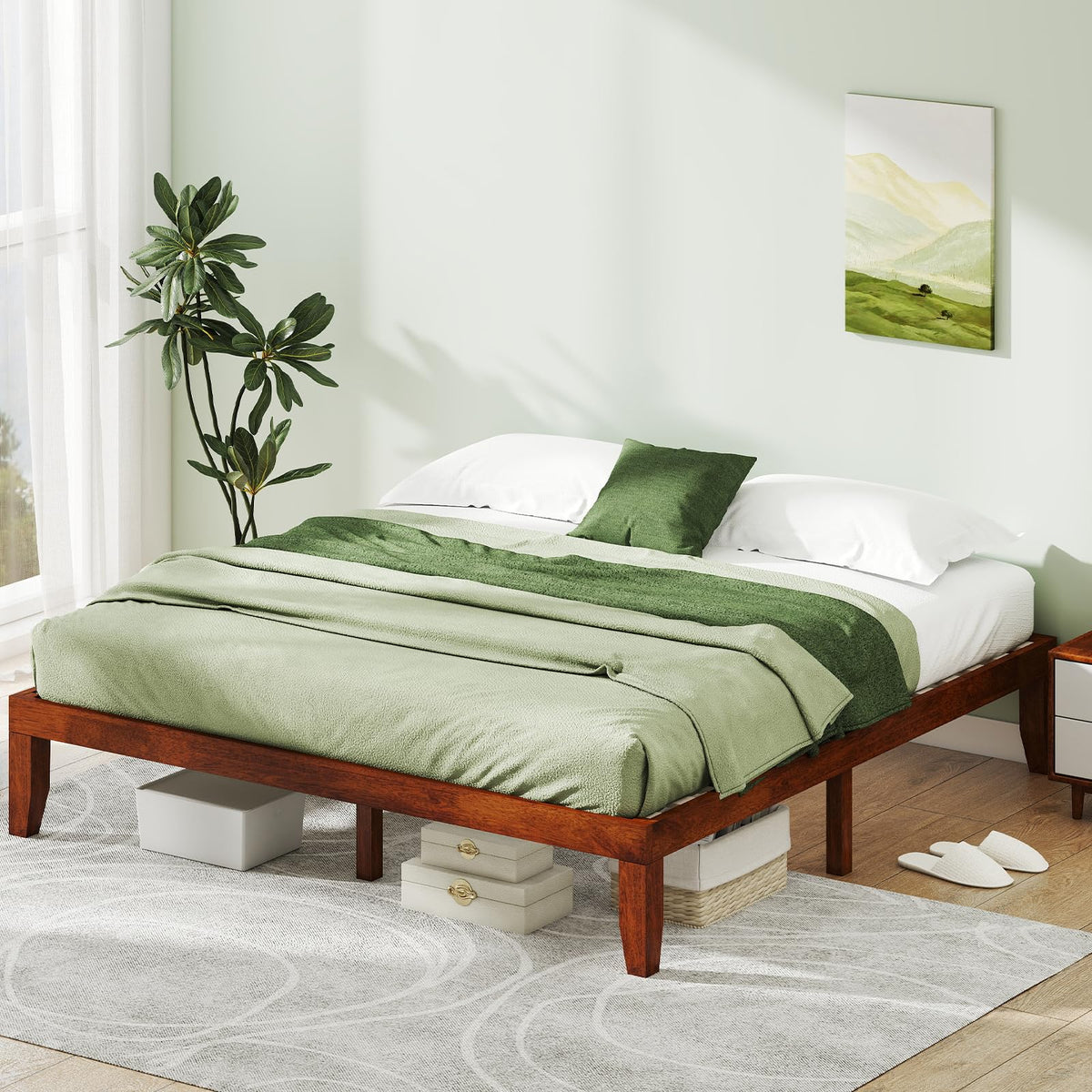 14 Inches Wood Platform Bed Frame King Size W592