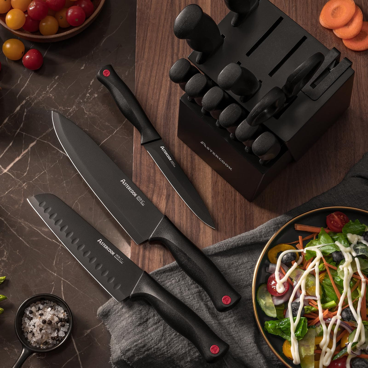 15 Pc German Knife Set with Block and Sharpener P1267
