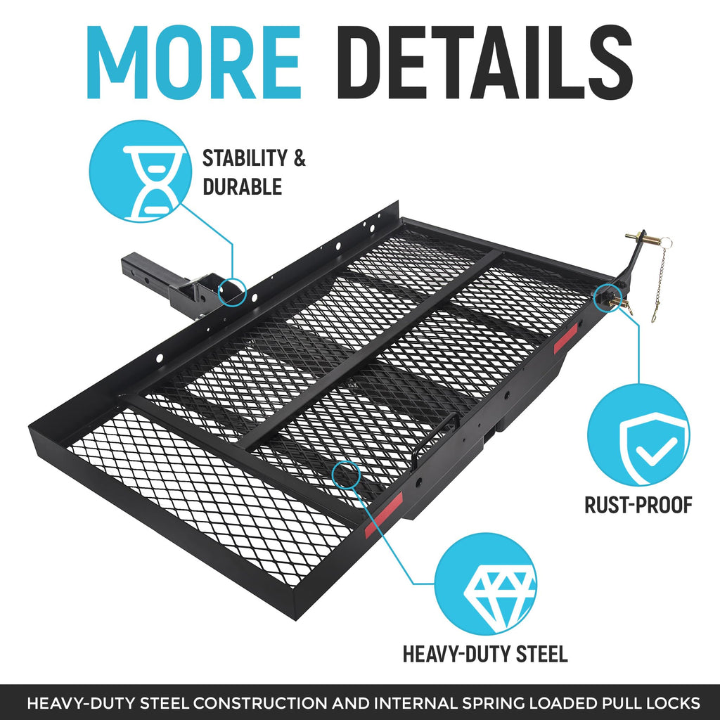 46.2 X 26.8 X 38.7 Inch Foldable Hitch Cargo Carrier with Ramp 500 Lbs M228530