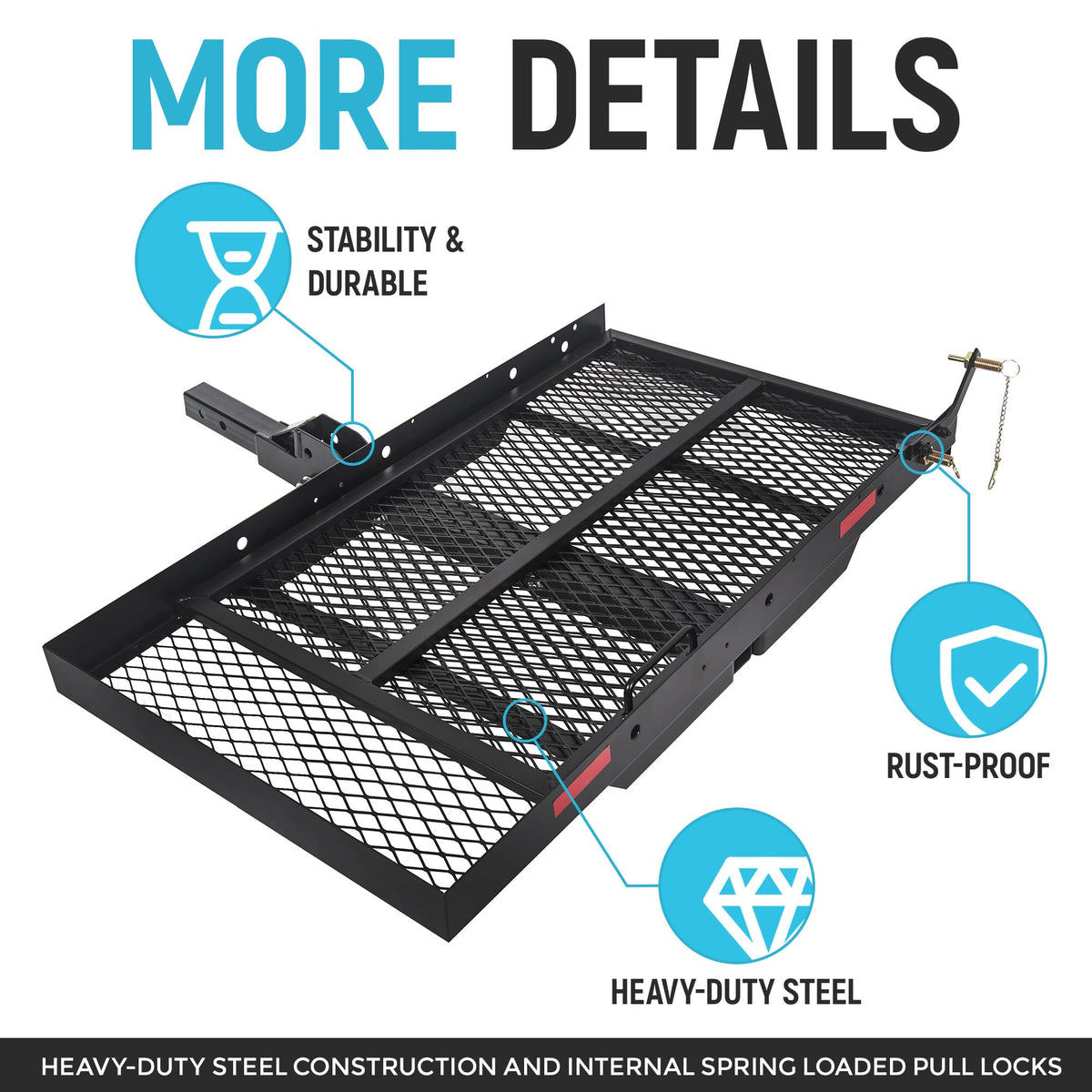 46.2 X 26.8 X 38.7 Inch Foldable Hitch Cargo Carrier with Ramp 500 Lbs M228530