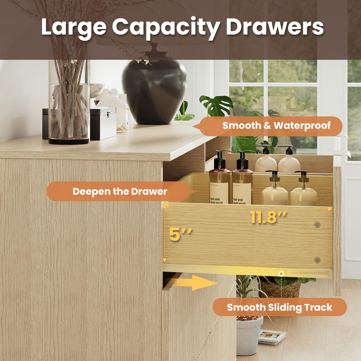 Natural Wood 6 Drawer Dresser I474