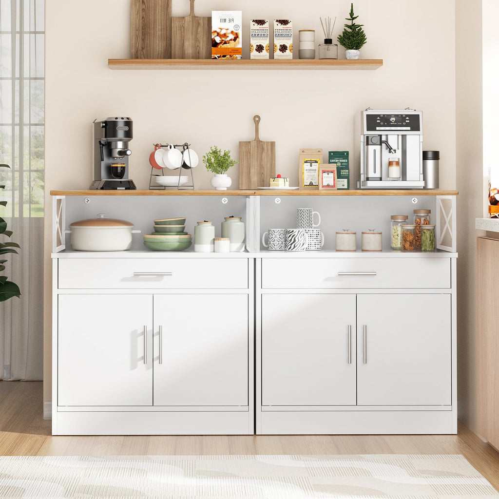White Kitchen Buffet Cabinet with Adjustable Shelf Z180