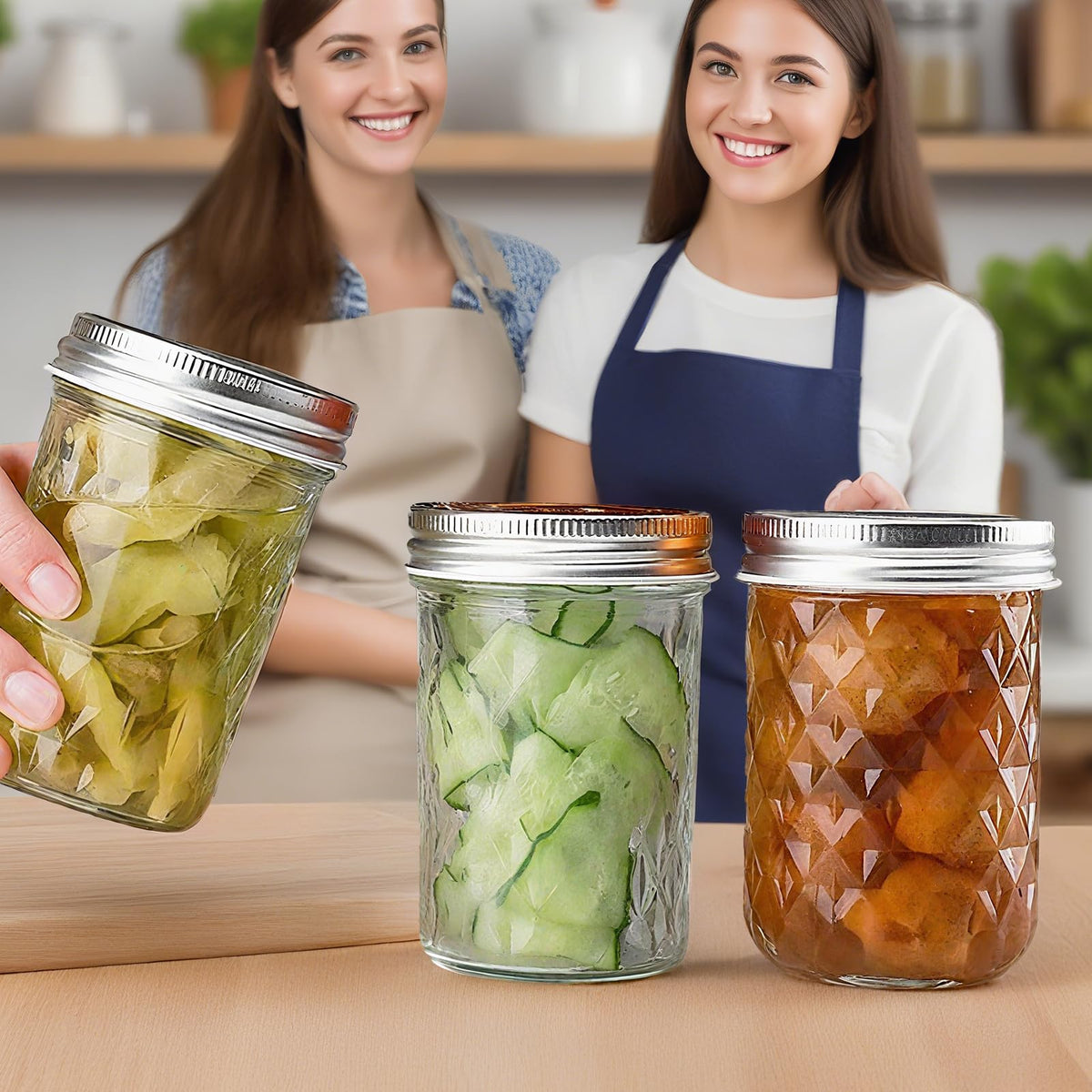 12oz Glass Mason Jars 6 Pack Airtight Lids S821
