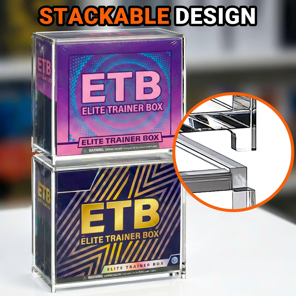 2 Pack Acrylic Case Stackable Magnetic Protector for ETB Storage X716596