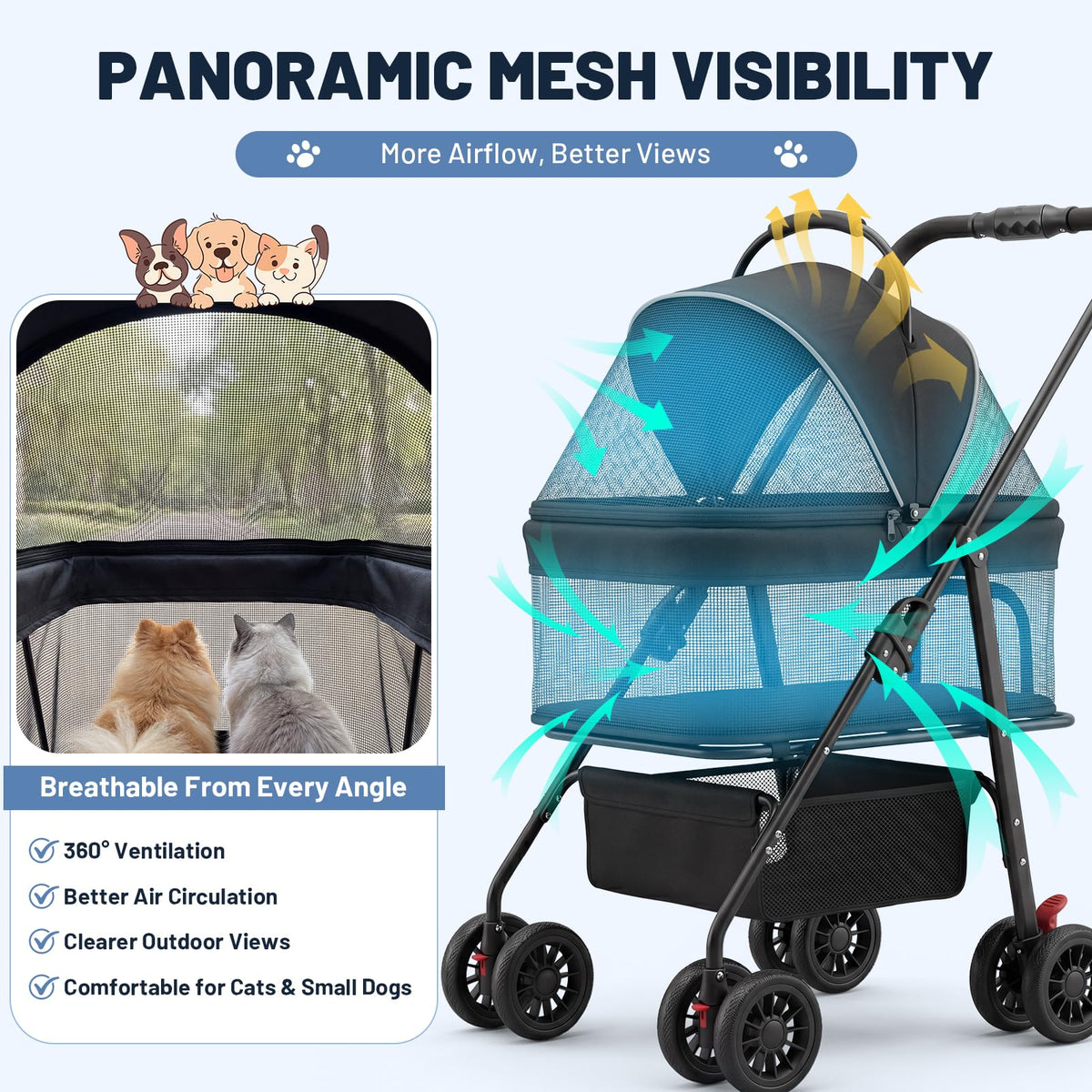 Foldable Pet Stroller with Detachable Carrier N303146