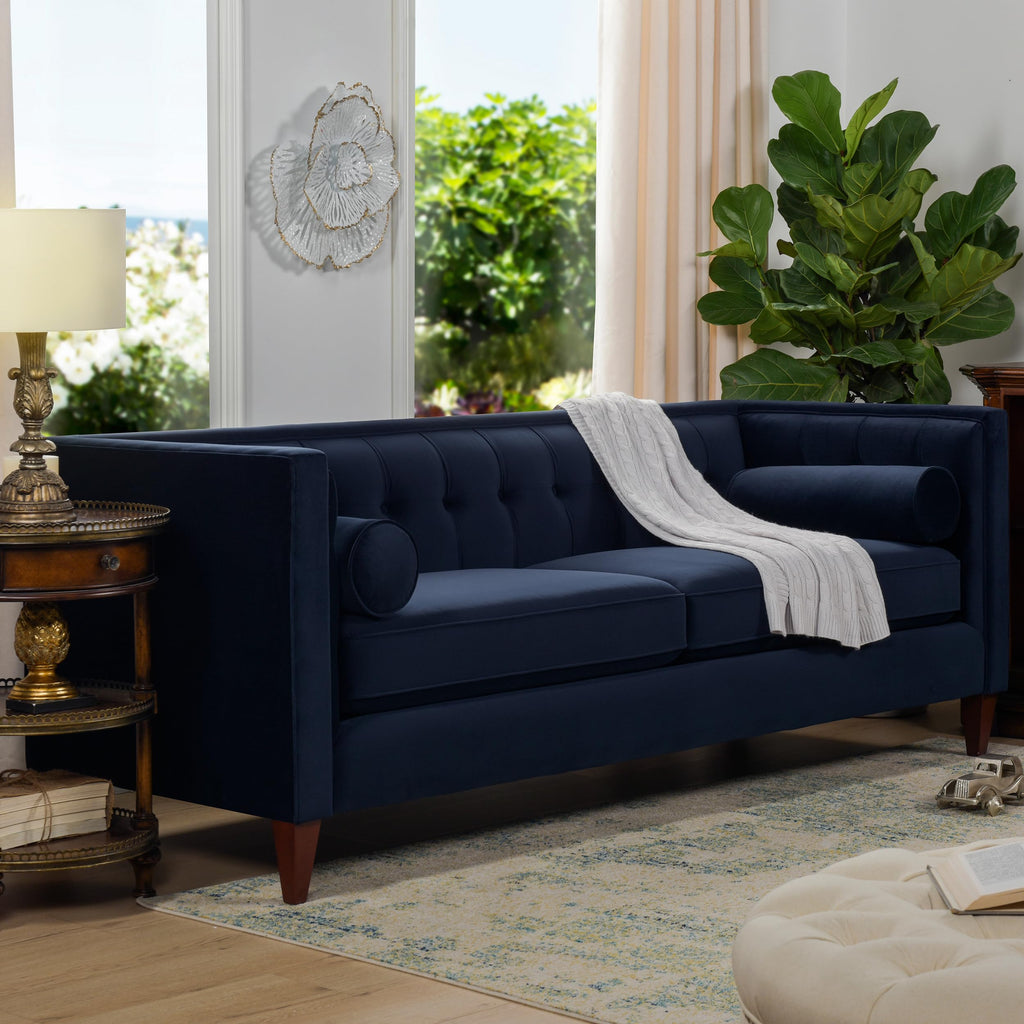 Dark Navy Blue Performance Velvet Tufted Sofa X998353