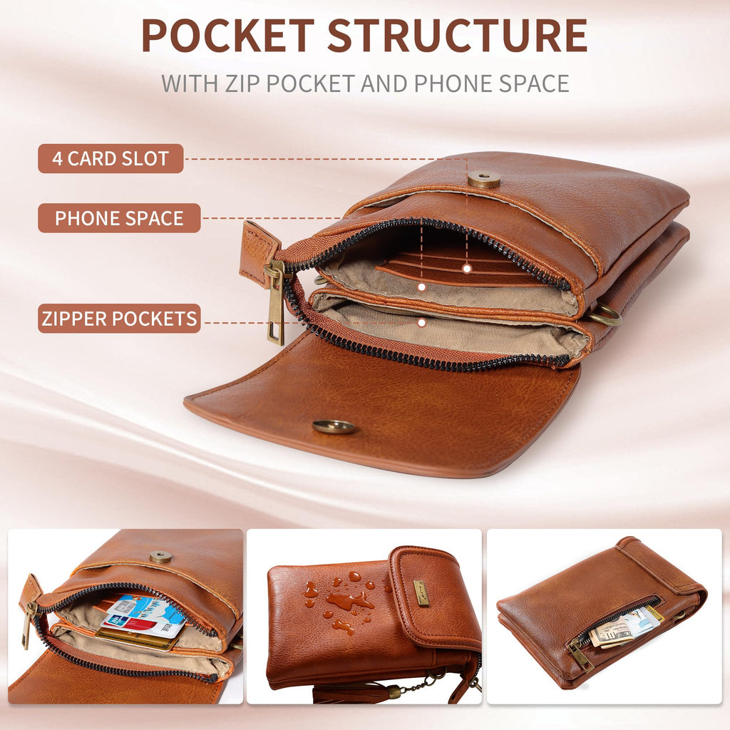 Small Brown Crossbody Bag with Tassel L106341