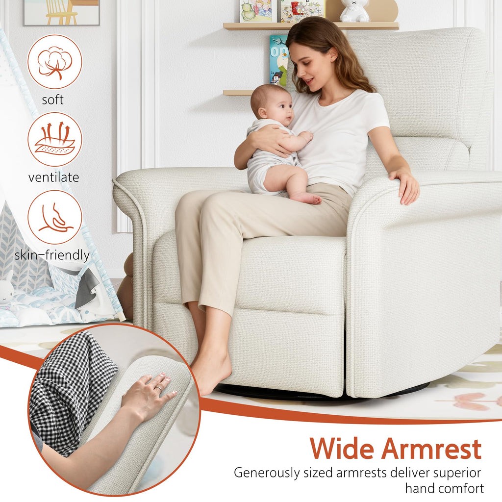 Fabric Light Gray Swivel Rocker Recliner Chair J971