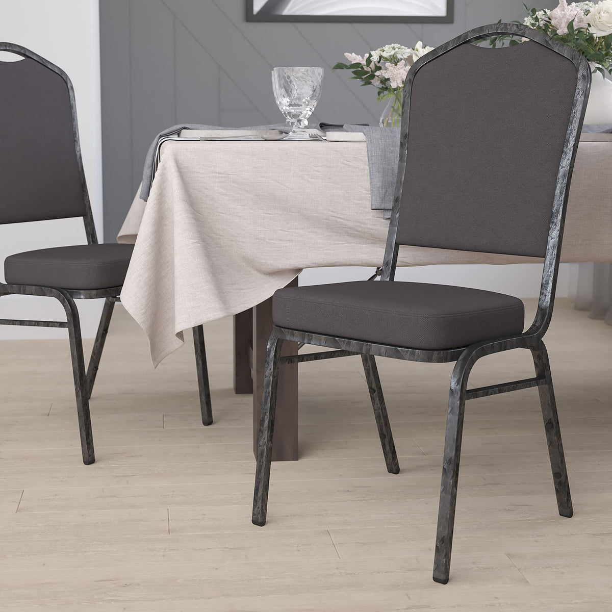 Gray Fabric Stacking Banquet Chair D6473