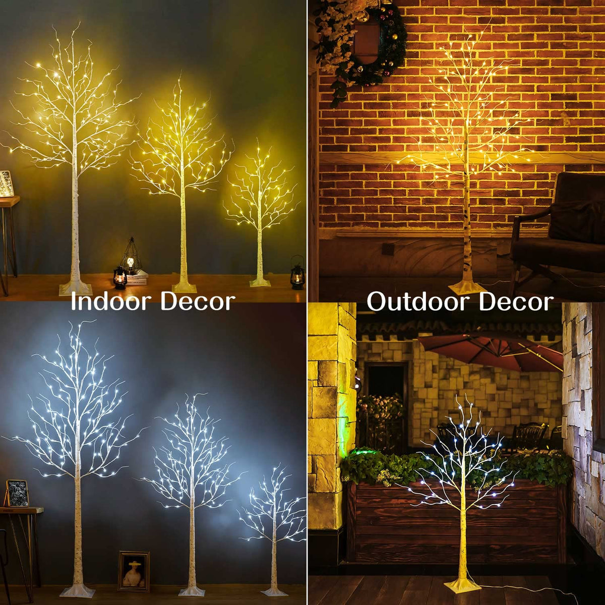 8ft 136LED Lighted Artificial Birch Tree with Timer P213