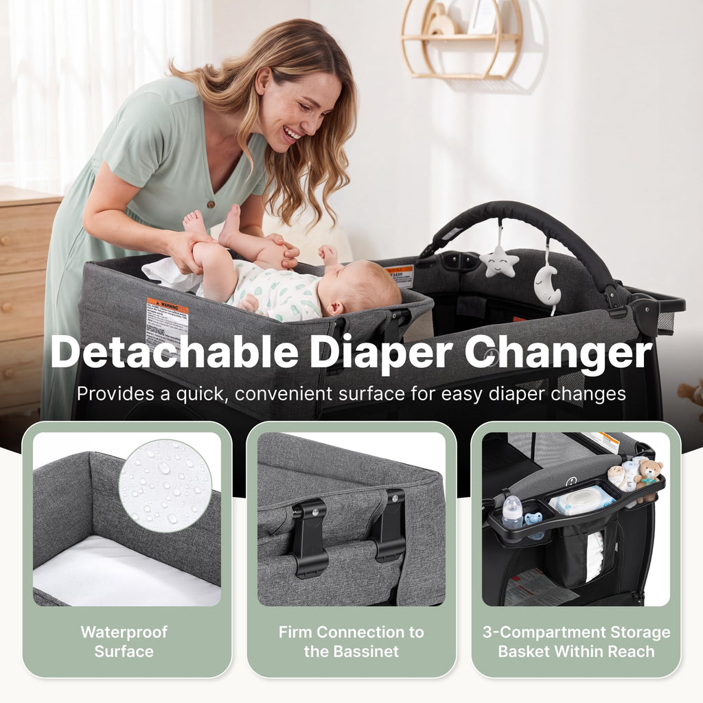 4-in-1 Pack and Play with Bassinet, Diaper Changer, Playpen E8481