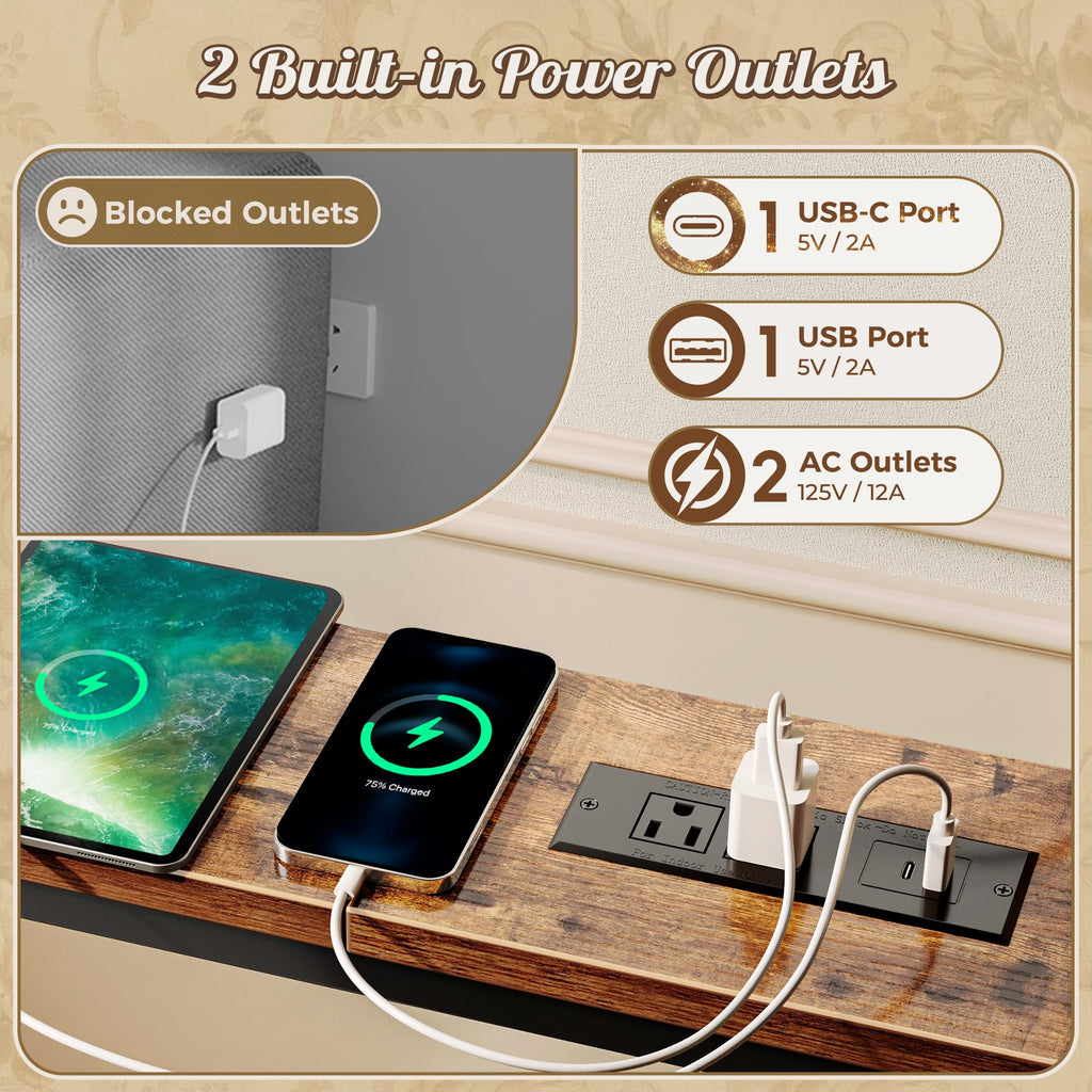Narrow Sofa Table with 2 Power Outlets and USB-C Port A42671