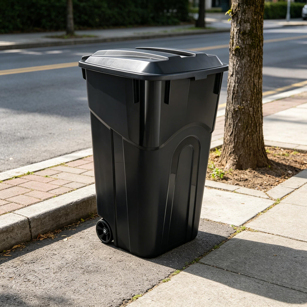 32 Gallon Wheeled Plastic Trash Can with Lid Z72131