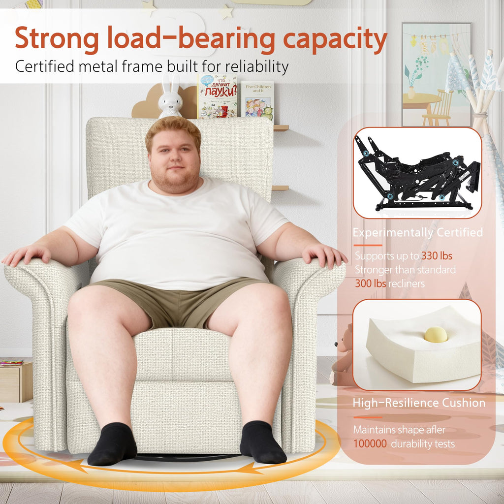 Fabric Light Gray Swivel Rocker Recliner Chair J971