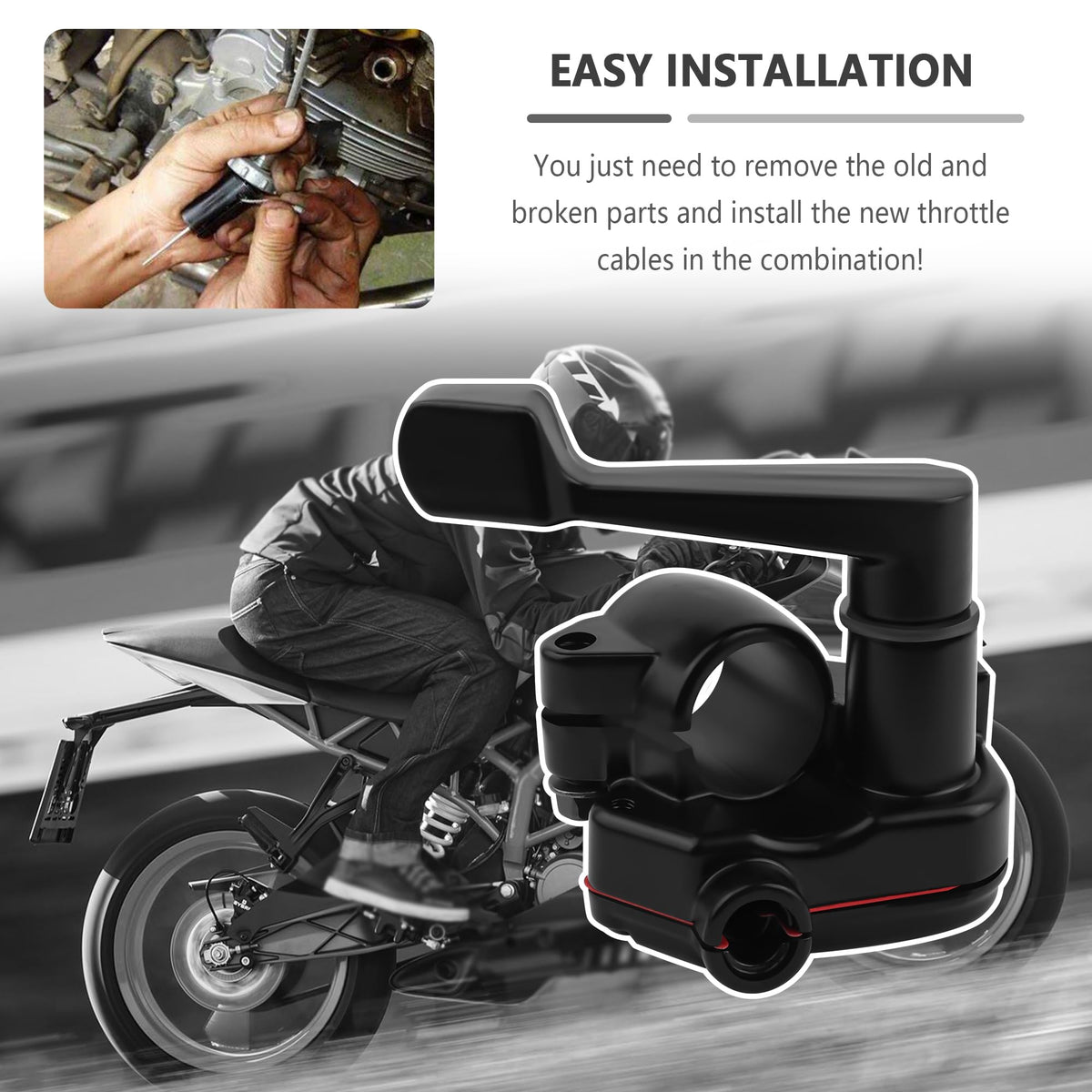22mm Thumb Throttle Kit with Cable Aluminum Motorcycle ATV L919235