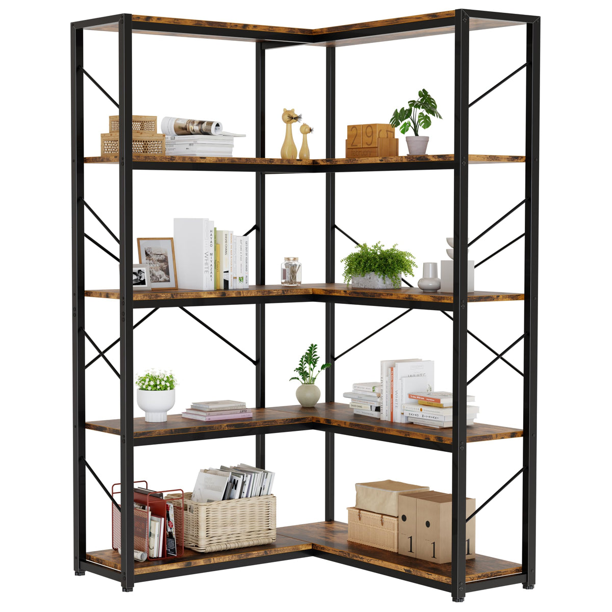 5 Tier L Shaped Corner Bookshelf L74862