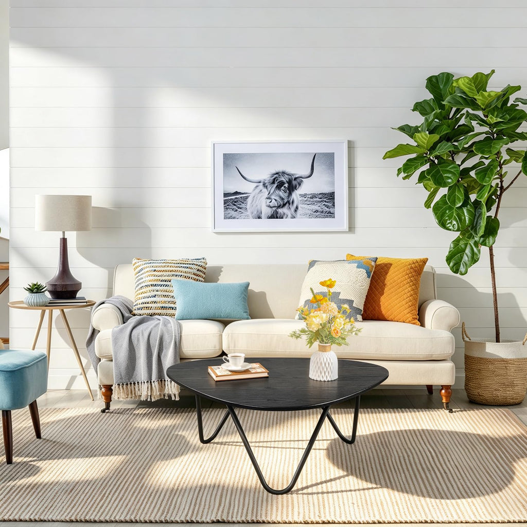 Black Wood Coffee Table with Metal Base K194548