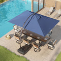 9x12 FT Navy Blue Cantilever Umbrella with Base & Cover T739554