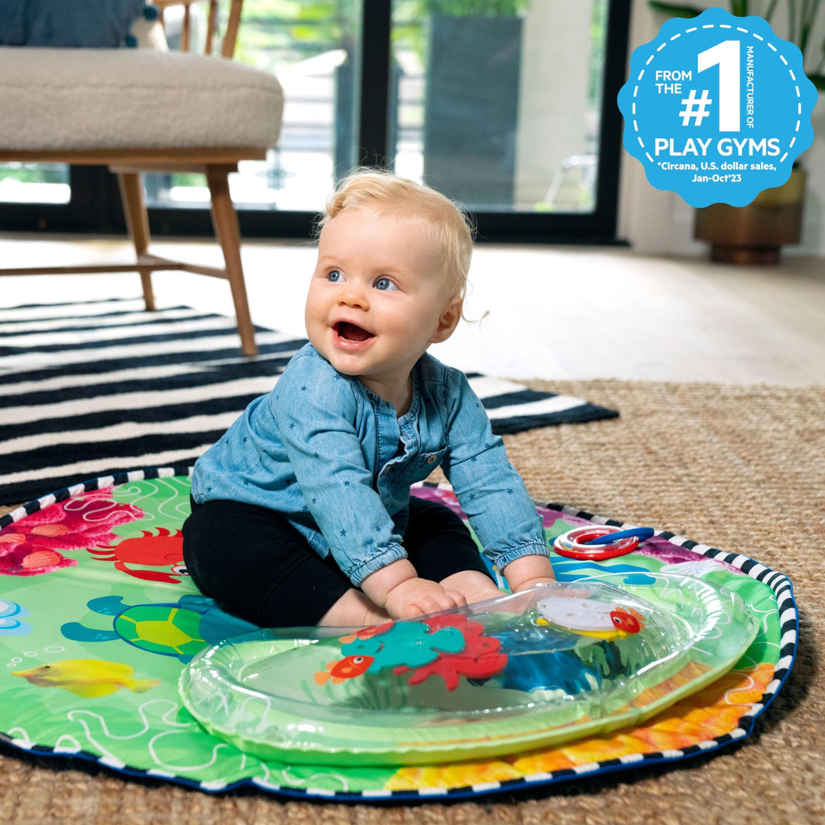 2-in-1 Water Mat Tummy Time Activity Play Gym Sensory Toys E46658