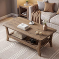 Solid Wood Coffee Table with Storage, 2-Tier Shelf S778134