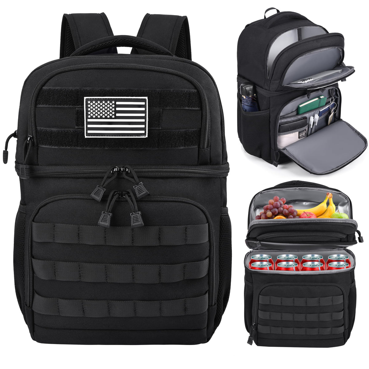 Black Insulated Leakproof Lunch Backpack P60962