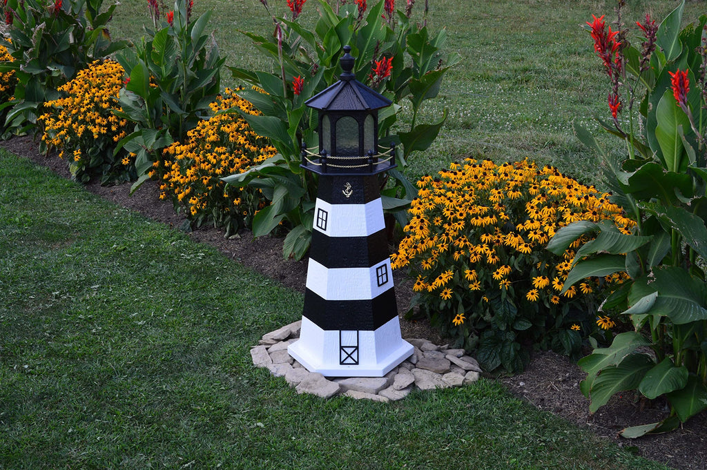 Amish-Made 48" Tall Outdoor Lighthouse with Solar LED Light T564098