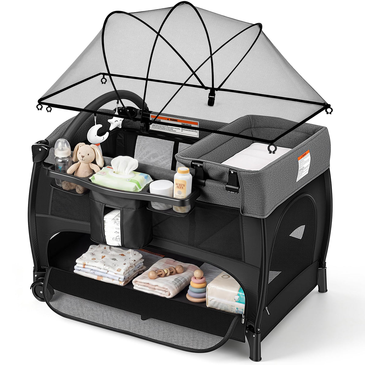 4-in-1 Pack and Play with Bassinet, Diaper Changer, Playpen E8481