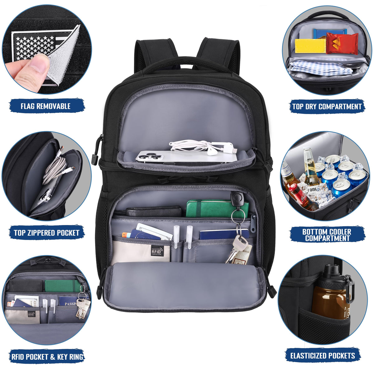 Black Insulated Leakproof Lunch Backpack P60962