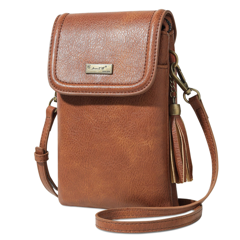 Small Brown Crossbody Bag with Tassel L106341