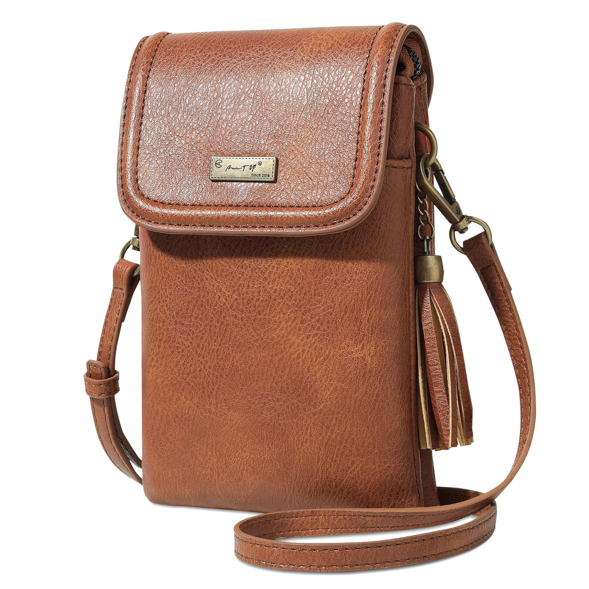 Small Brown Crossbody Bag with Tassel L106341