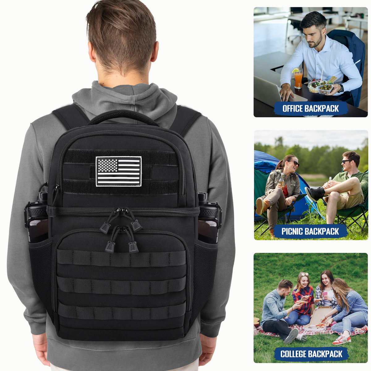 Black Insulated Leakproof Lunch Backpack P60962