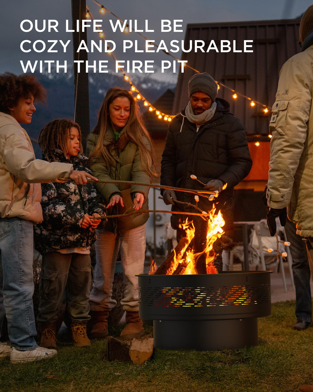 32" Round Wood Burning Fire Pit with Cooking Grill J893