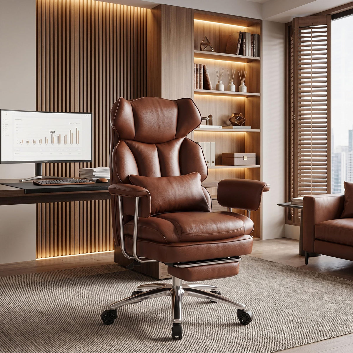 Brown Ergonomic Leather Office Chair O66375
