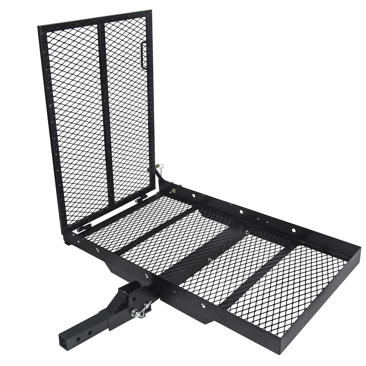 46.2 X 26.8 X 38.7 Inch Foldable Hitch Cargo Carrier with Ramp 500 Lbs M228530