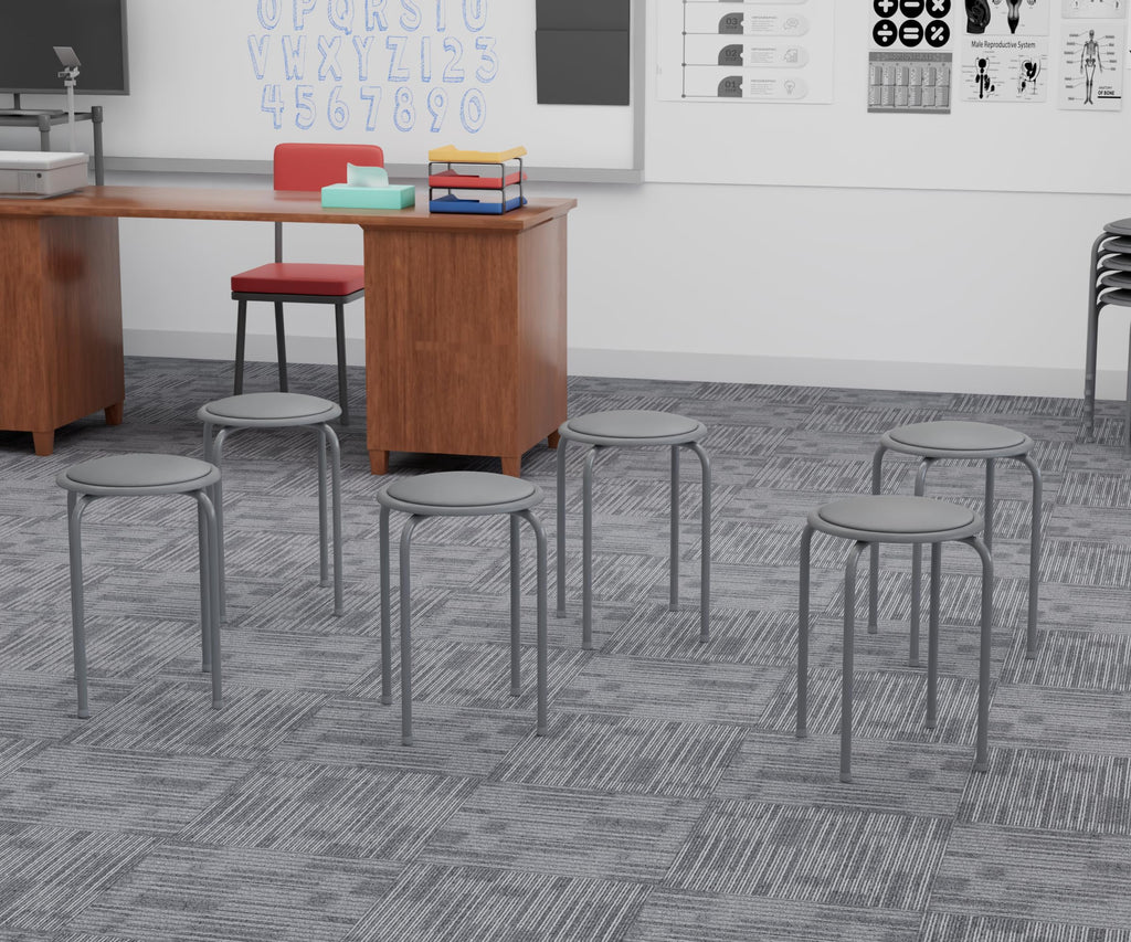 Grey 17 Inch Padded Steel Stacking Stools L322253