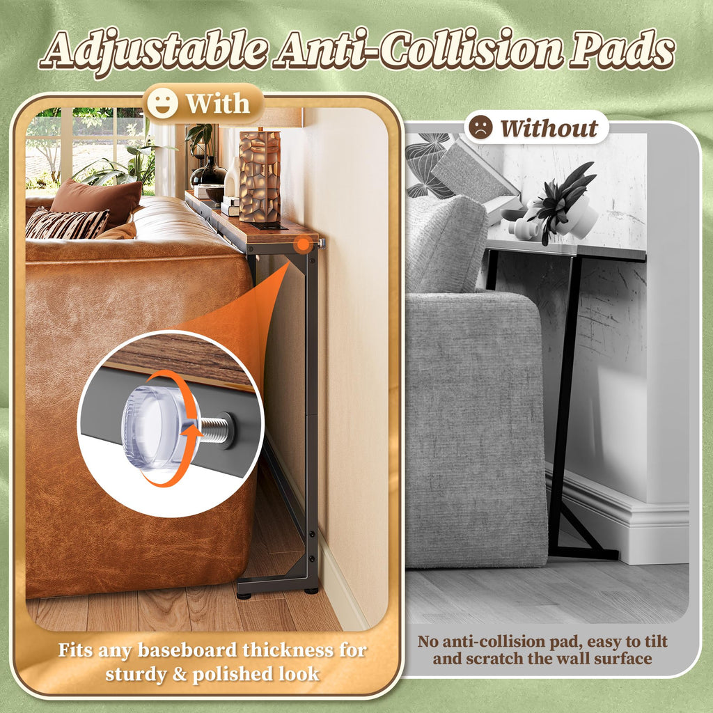 Extendable Behind Couch Table with Outlets U21147