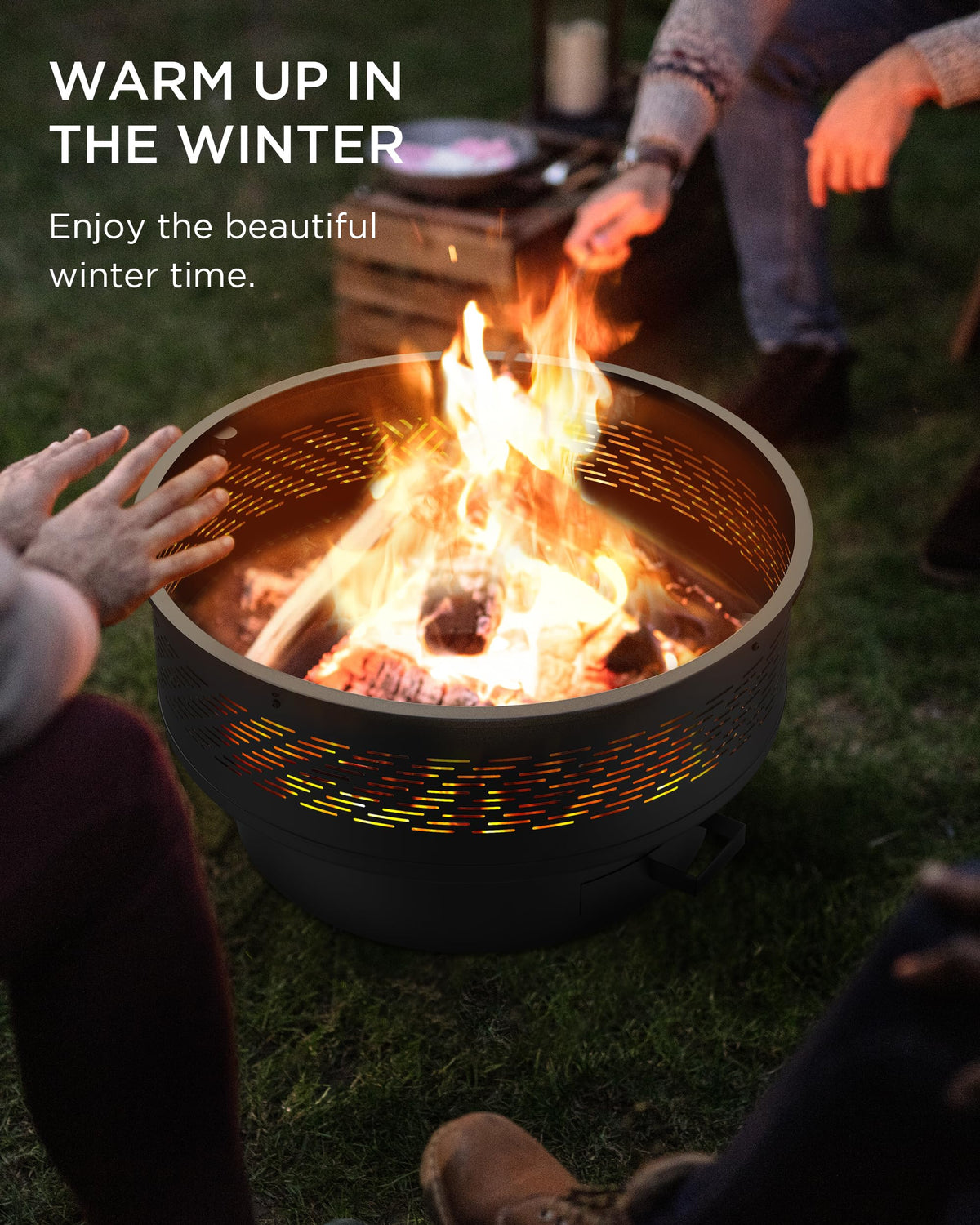 32" Round Wood Burning Fire Pit with Cooking Grill J893