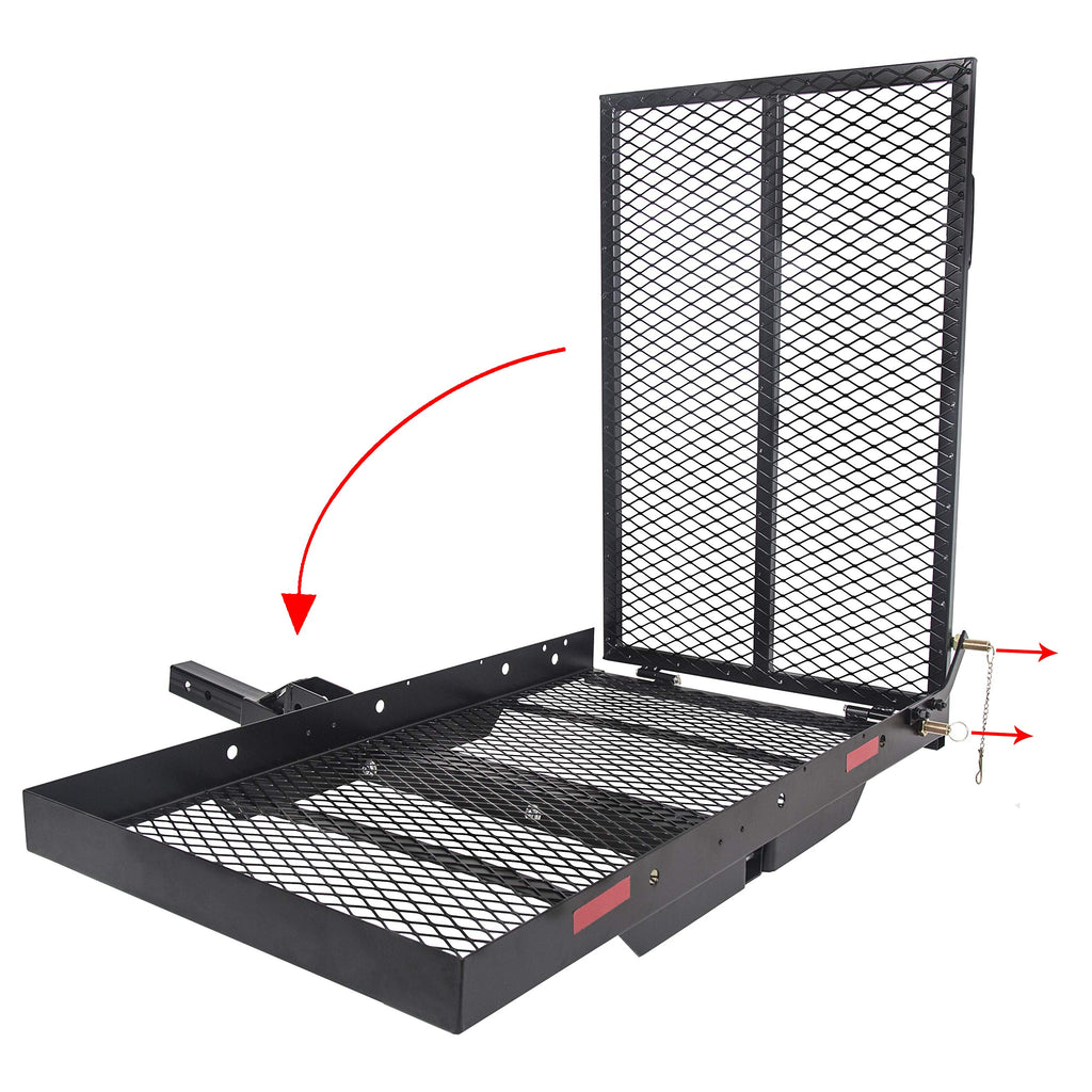 46.2 X 26.8 X 38.7 Inch Foldable Hitch Cargo Carrier with Ramp 500 Lbs M228530